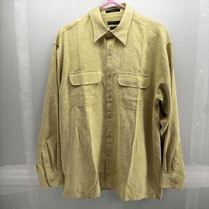 Van Heusen Soft Suede Button-Up Shirt Size M Tan/Yellow Long Sleeve EUC